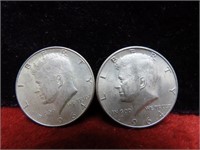 (2)1964 90% Silver Kennedy half dollars.