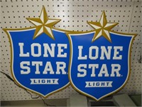 PAIR OF TIN EMBOSSED LONE STAR ADV SIGNS - 16 X 21