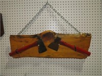 WOOD HANGING AXE HOLDER HOME DECOR -- 29 X 11