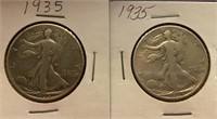 1935 Walking Liberty Silver Half Dollars