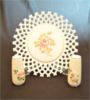 Vintage Milk Glass Plate and Salt/Pepper Shakers