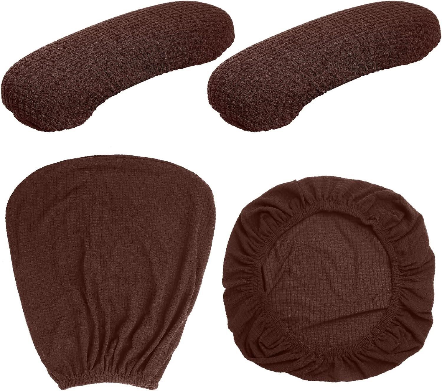 4 Pieces Office Chair Covers Set (Dark Brown)