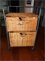 Rolling Wicker Organizer 16 x 12 x 24 1/2