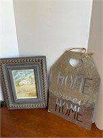 Rustic framed art and metal home sweet home sign