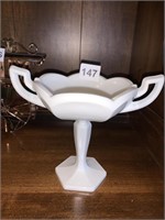 MILK GLASS PEDESTAL DISH WESTMORELAND