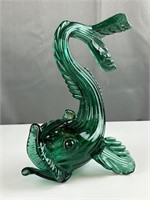 Vintage green glass coy fish vase or ashtray