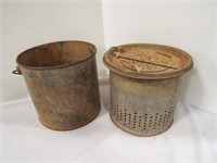 Vintage Galvanized Metal Minnow Bait Bucket