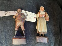 Wooden Man and Woman Peasant Figurines