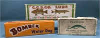 3 VINTAGE FISHING LURES & BOXES