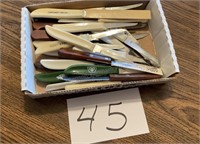 Box of assorted kitchen knives