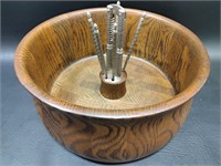 Large Vntg Solid Wood Nut Bowl