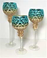 Three Finished Dimpled Glass Goblets