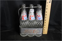 PEPSICOLA 6 PACK BOTTLES AND CADDY