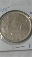 1935 Canada's First Silver Dollar Coin EF-40