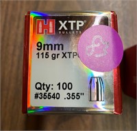 9MM Hornady XTP 124 Gr Bullets Qty 100