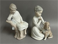 Pair of Matte Lladro Figurines