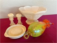 Ceramic, Glass, and Marble, Milk Glass Berry Bowl