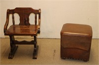 Wooden Chair and Ottoman