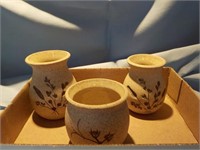 3 mini studio pottery vases 2", 2.5" & 3"
