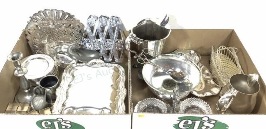 (3) Boxes Silver Plate Servingware, Oneida