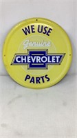 Chevrolet Parts Tin Sign, yellow 12"