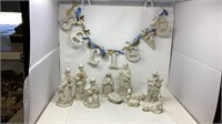 Wooden "Believe" & White & Gold Nativity Set