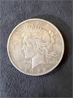 Peace 1922 D 90% Silver Dollar