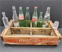 Vintage Coca Cola Crate and Bottles