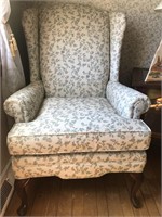 Queen Anne Floral Wingback Arm Chair by