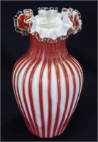 Red Ribbed 9" vase