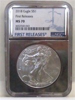 2018 SILVER EAGLE NGC MS70 EARLY RELEASE
