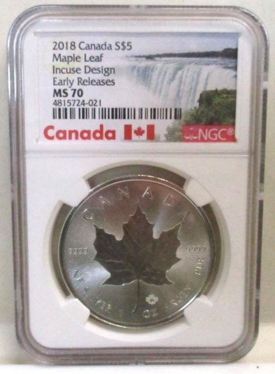 2018 CANADIAN MAPLE LEAF NGC MS70 EARLY RELEASE