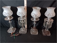 Vintage 15" Tall Glass Boudoir Lamps