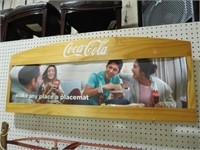 FRAMED WOOD COCA COLA  ADVERTISEMENT POSTER