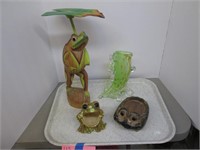 Frog Items & Art Glass Fish.