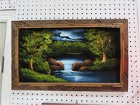 VINTAGE FRAMED PAINTING ON VELVET