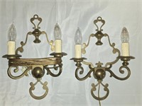 Pair of Decorative Brass Electrical Lights