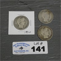(3) Silver Barber Quarters