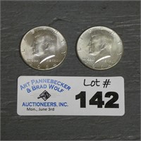 (2) Silver 1964 Kennedy Half Dollars