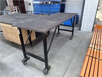 Mobile Carpeted Assembly Bench Approx 2.5m x 1m