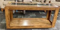 Wood Console Table with Glass Top