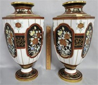 Pr of Stunning Hand Painted Nippon Vases 16.5"