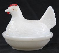 Milk Glass Hen on Nest