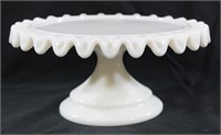 Milk Glass Draped Serving Stand