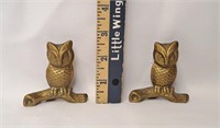 Pair of Heavy Mini Brass Owls