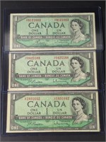 Canada One Dollar Bills 1954 Circulated