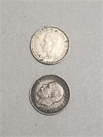 1917/ 1943 Three Pence Silver coins- GB/ AUS