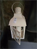 Tin lantern with battery powered candle