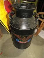 METAL DBL HANDLE MILK CAN WITH EAGLE