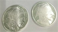 (2) 1 oz Silver Buffalo Design Rounds